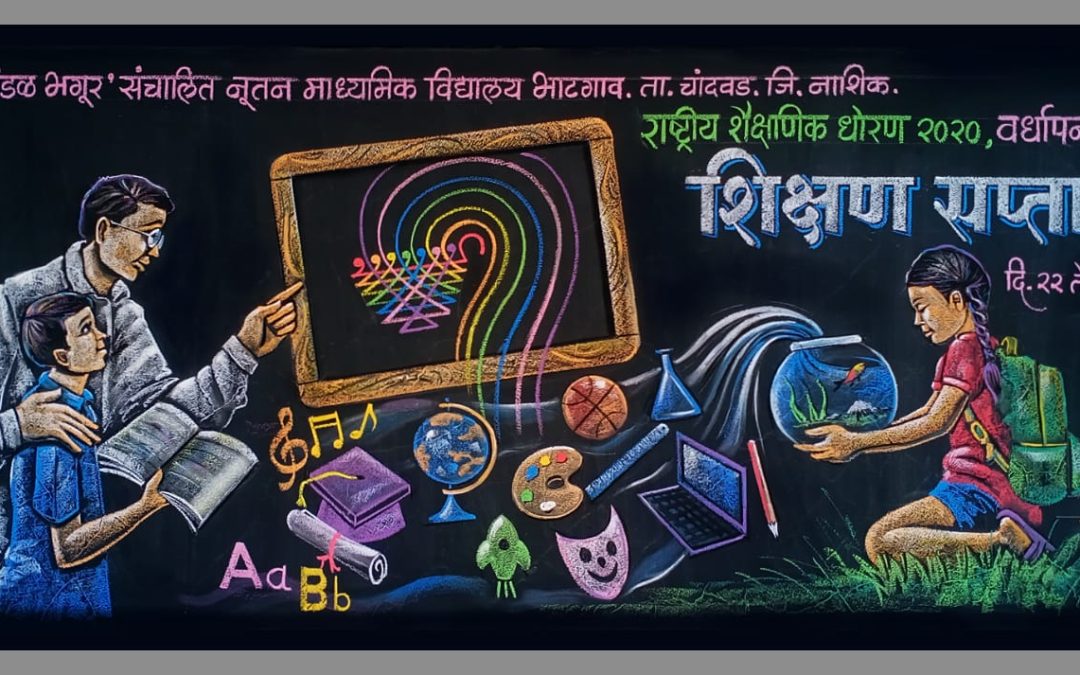 फलक रेखाटन- राष्ट्रीय शैक्षणिक धोरण (2020) वर्धापन दिन
