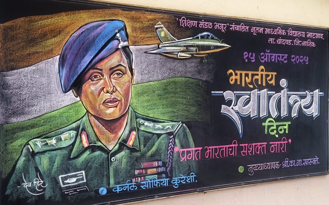 फलक रेखाटन – दि. 15 ऑगस्ट 2025. 79 वा भारतीय स्वातंत्र्य दिन.