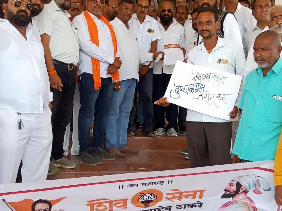 तालुका तात्काळ दुष्काळी जाहीर करावा – शिवसेना (उद्धव बाळासाहेब ठाकरे) वतीने तहसीलदारांना निवेदन